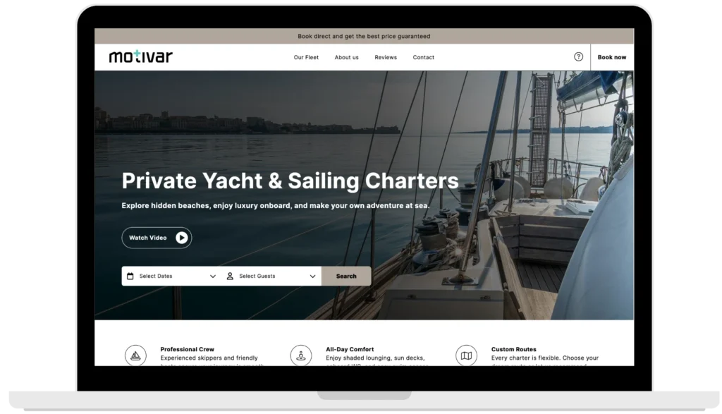 motivar single page charters dektop hero