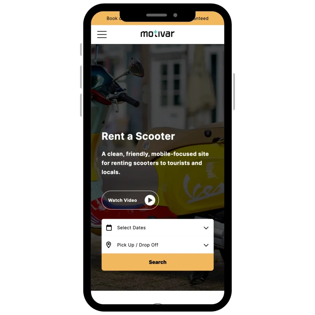 motivar single page rent scooter mobile hero