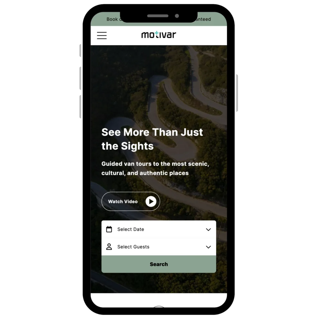 motivar single page theme tours mobile hero