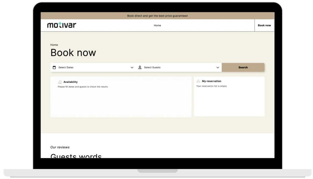 motivar accommodation booking engine dektop search widget