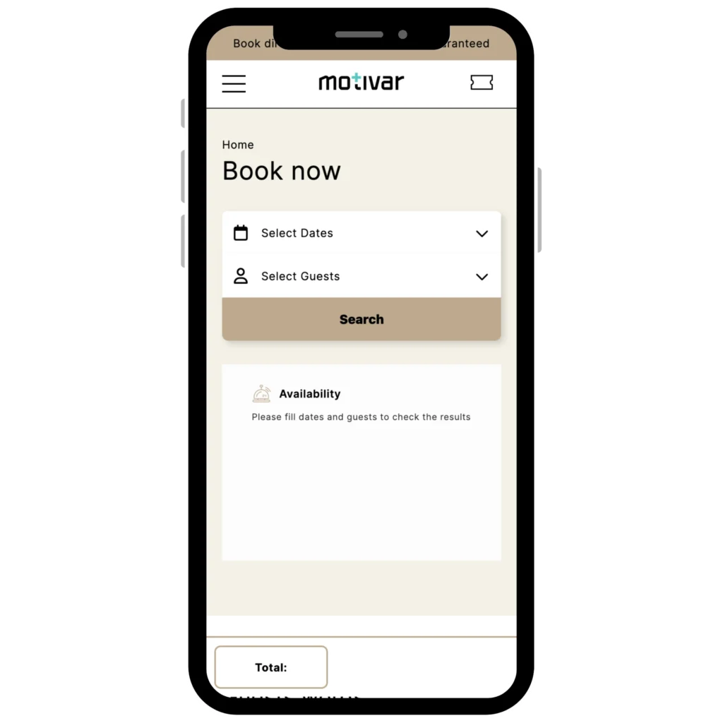 motivar accommodation booking engine mobile search widget
