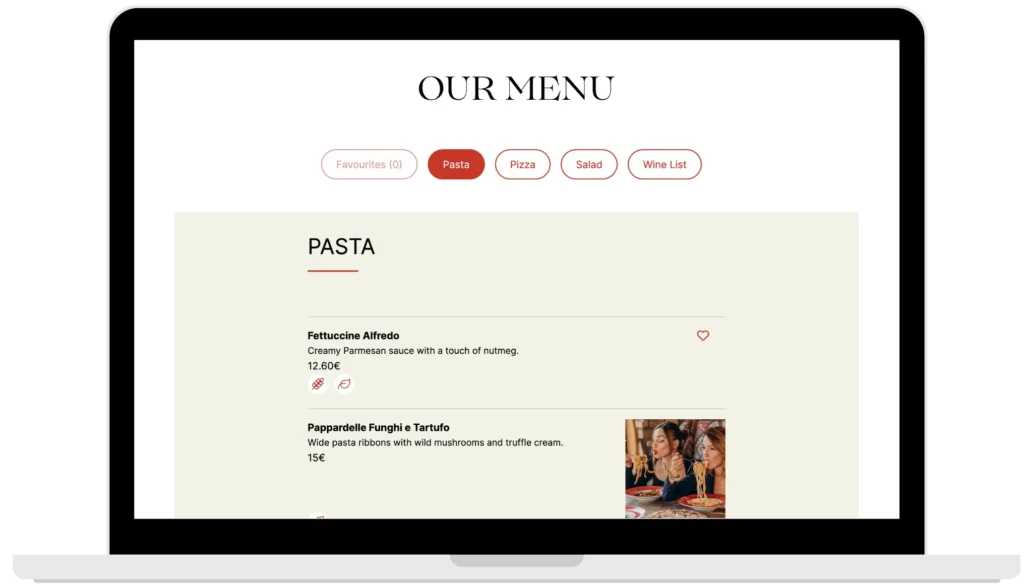 motivar single page pizzapasta desktop menu