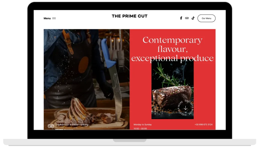 motivar single page steak house desktop hero