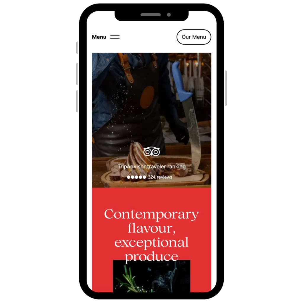 motivar single page steak house mobile hero