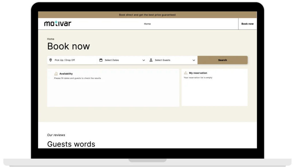 motivar transfers booking engine desktop search widget