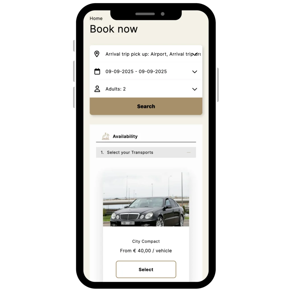 motivar transfers booking engine mobile search results 1