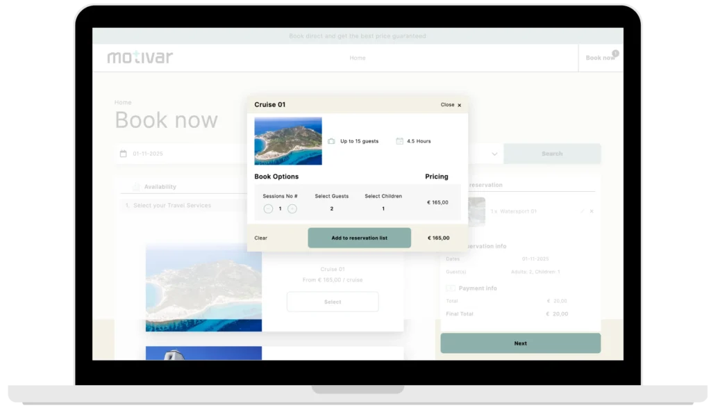 motivar travel service booking engine dektop search modal 2