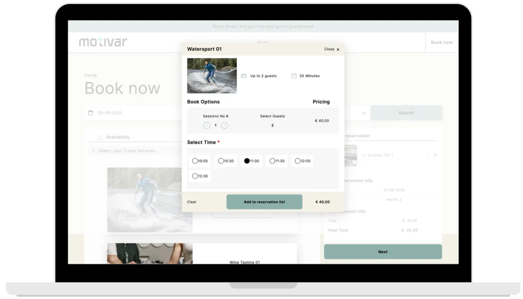 motivar travel service booking engine dektop search modal 6