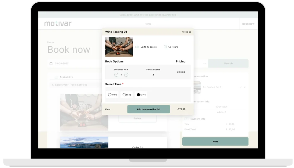 motivar travel service booking engine dektop search modal 7