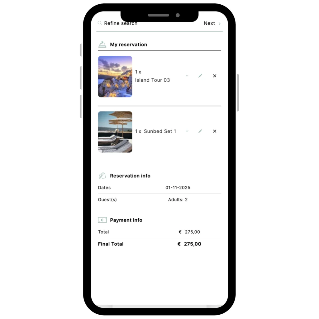 motivar travel service booking engine mobile cart