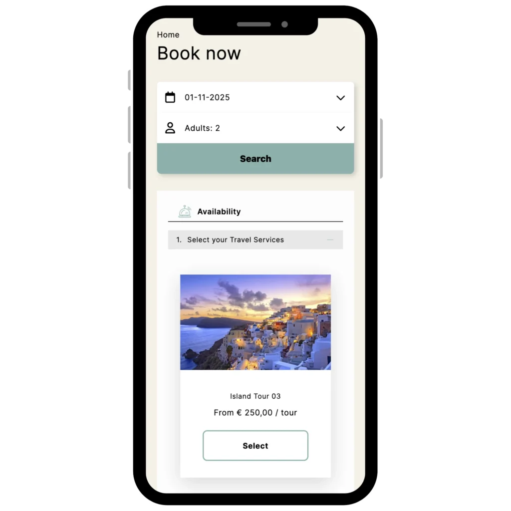 motivar travel service booking engine mobile search results widget