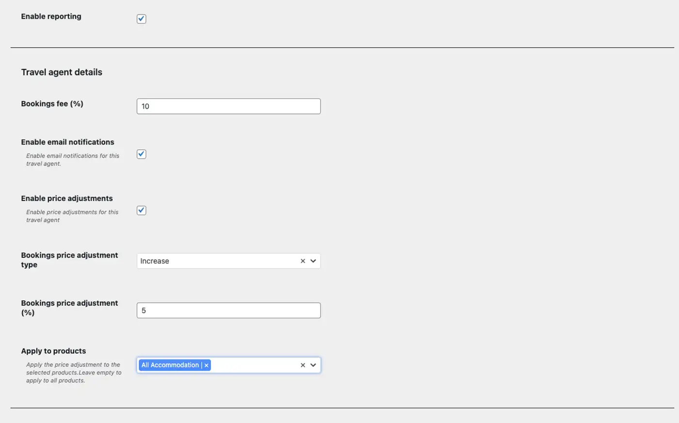 Travel agent dashboard